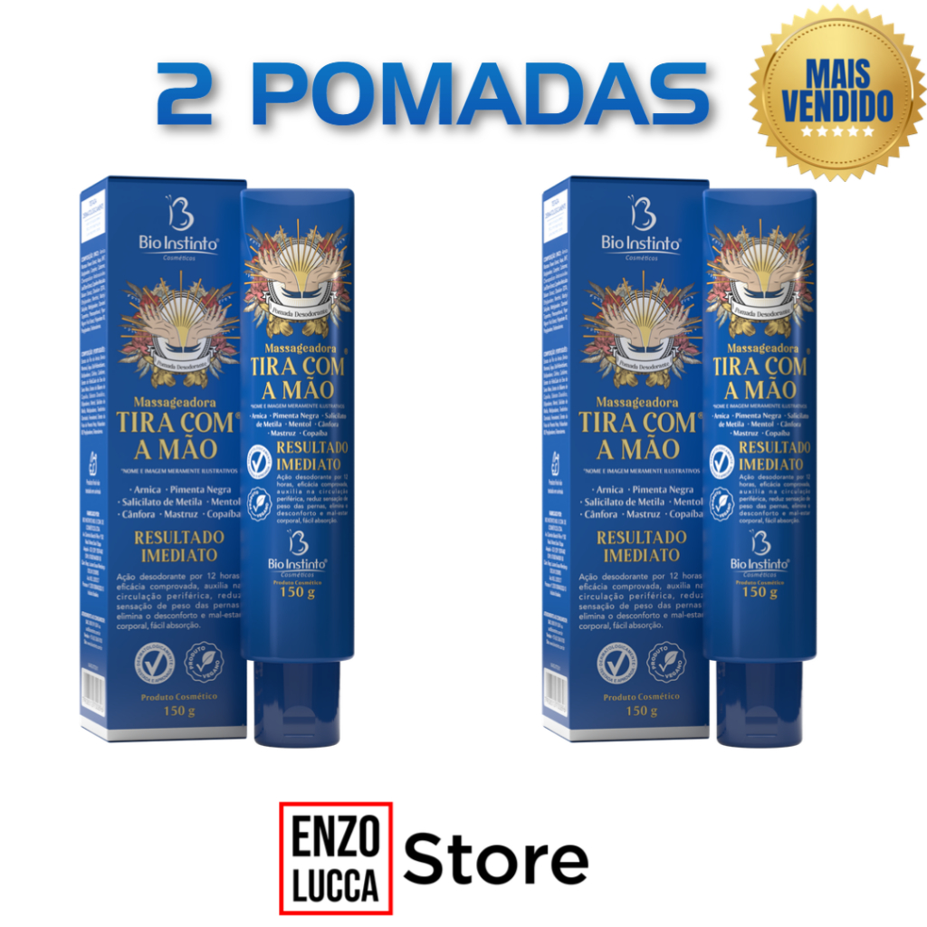 Kit 6 pomadas Tira com a Mão para Massagem Bio Instinto 150gr — imagem 2 de 2