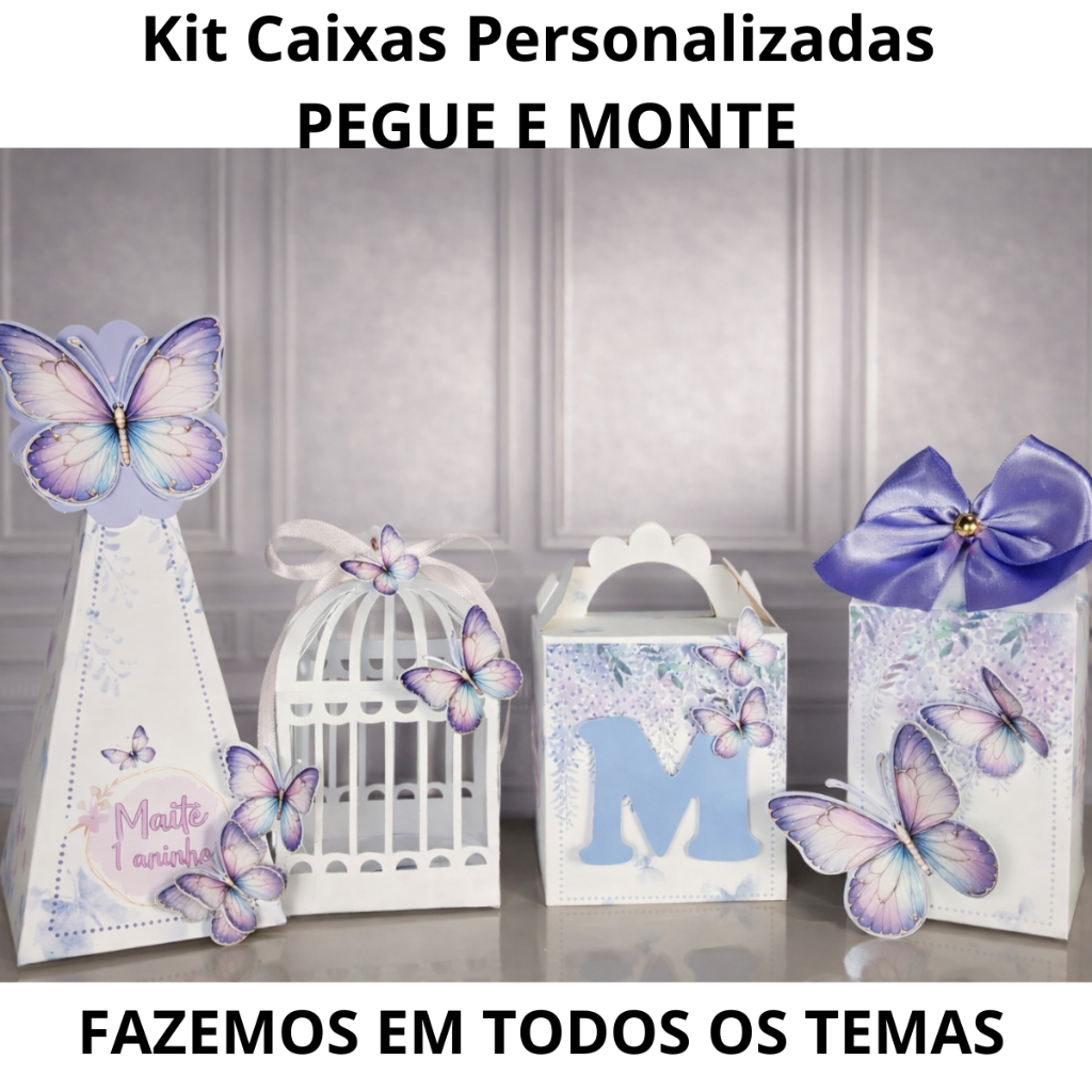 Jardim das Borboletas Kit de Caixinhas Tema Borboletas | Festa Jardim Encantado | Pegue e Monte