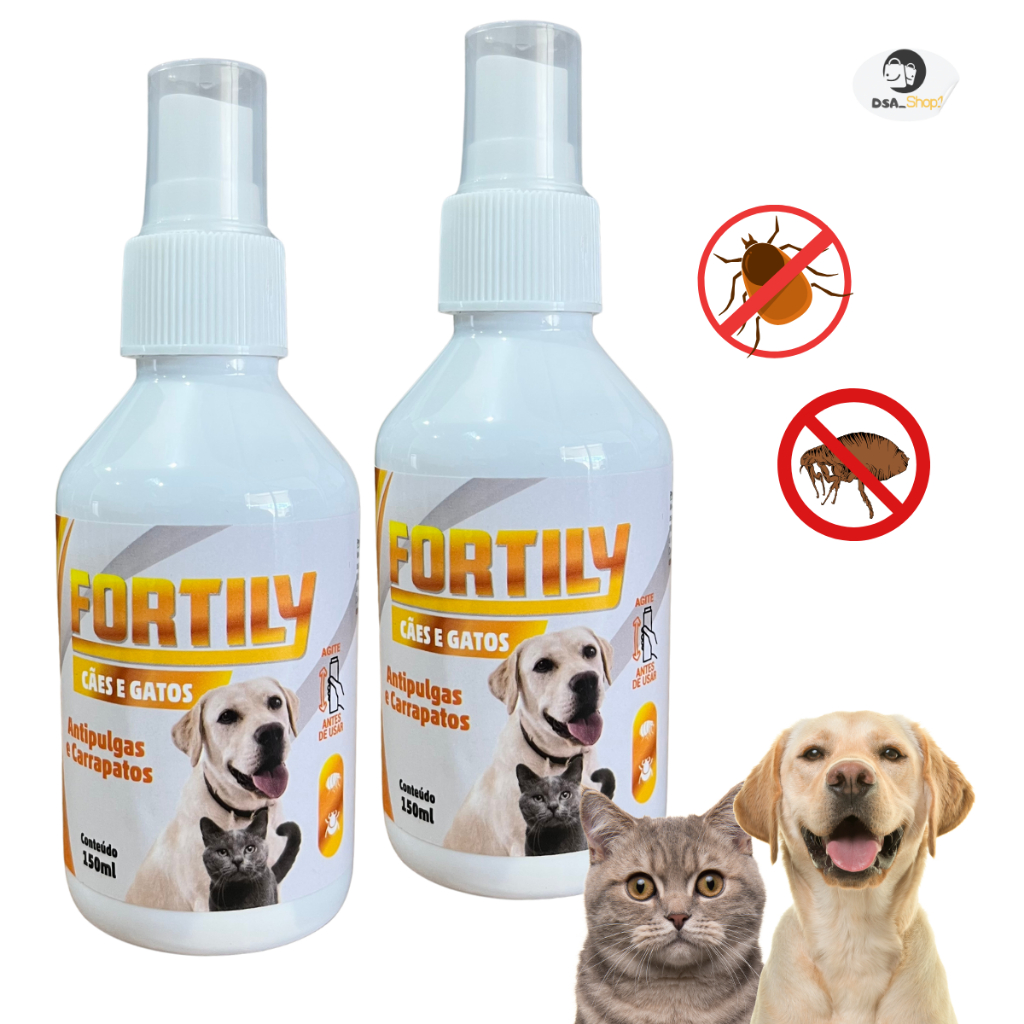 Spray Anti-pulgas e Carrapatos Fortily 150ml Kit c/ 2 und