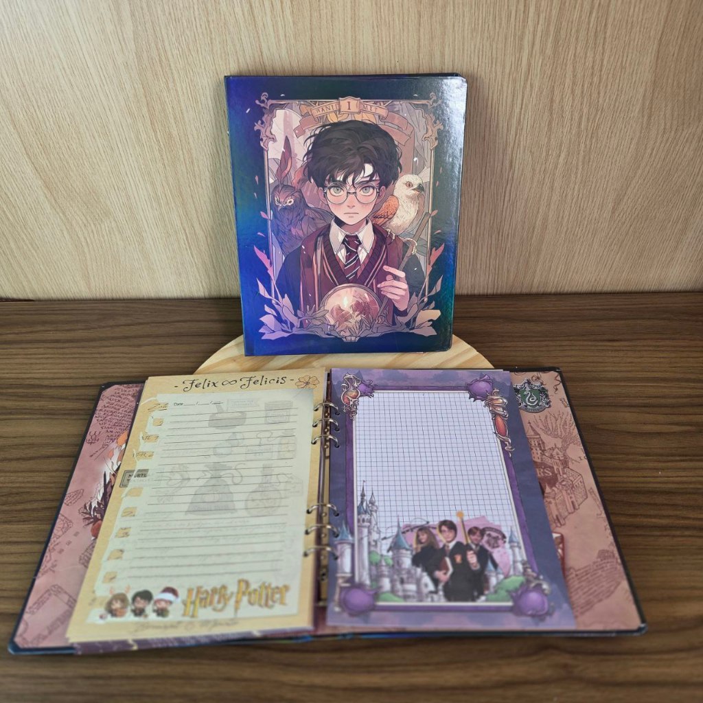 Fichário Harry potter tamanho colegial 27x22cm 72 folhas em Oferta na Shopee