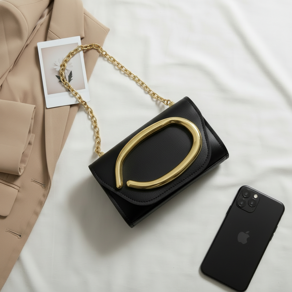 Bolsa Feminina Clutch Luxo Dourada com Alça Metal Elegante em Oferta na Shopee