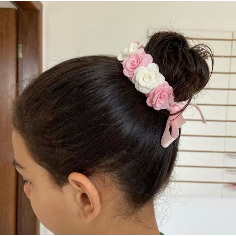 Porta Coque Bailarina Floral Rosa – Acessório de Cabelo Menina | Laço, Coque, Festa.