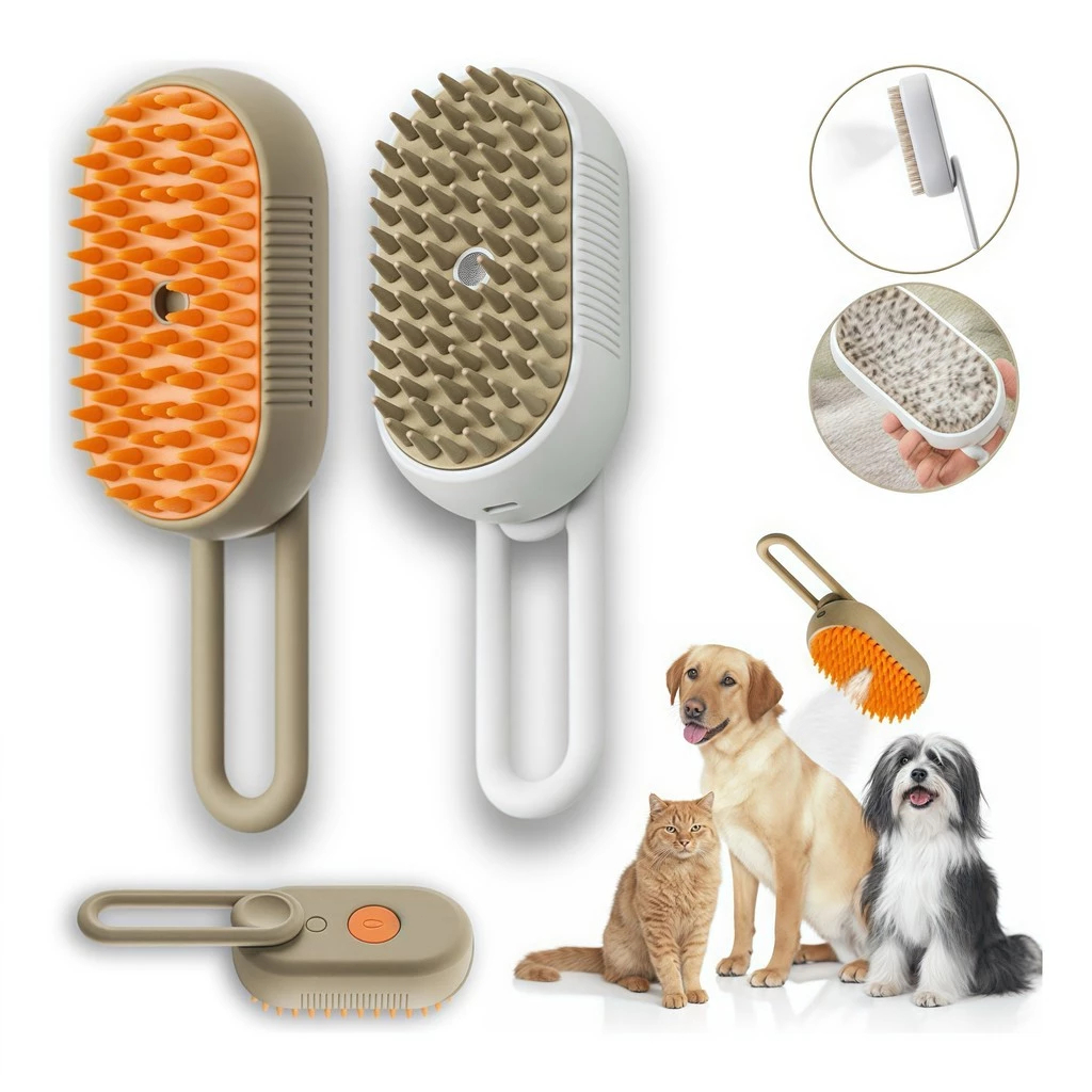 Escova A Vapor Para Gatos Cães 3 Em 1 Escovas Elétricas De Pêlos Pentes De Massagem