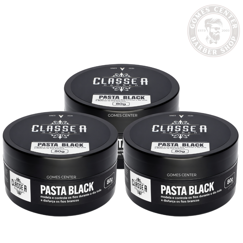Pomadas Black Classe A Baber For Men 80g cada -Forte Pigmento Escuro Disfarça Fios Brancos