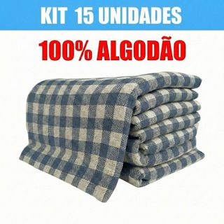 Kit 15 Panos de Chão Xadrez Extra Grande – Alta Absorção para Limpeza Pesada 70x45cm