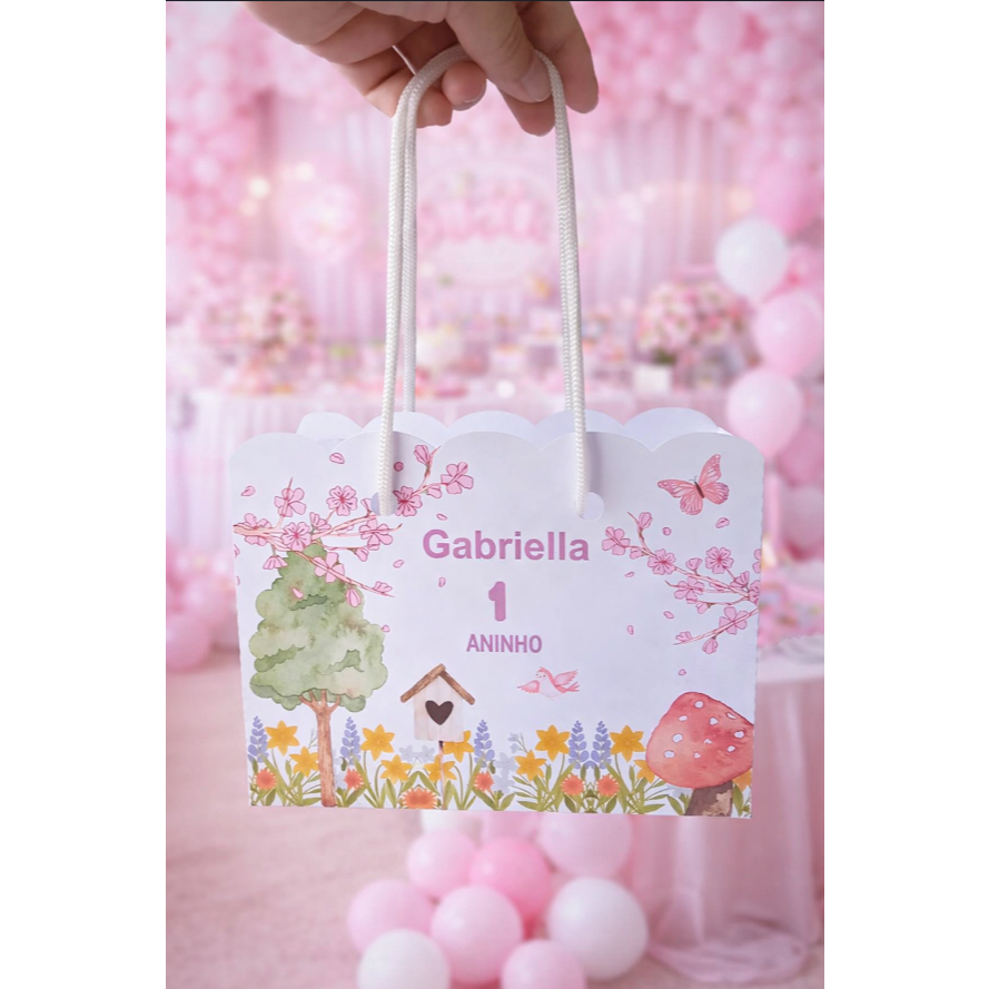 Kit Sacolinhas Personalizadas | Jardim Encantado | Jardim das Borboletas | Festa | Lembrancinhas | Menina | Sacolas