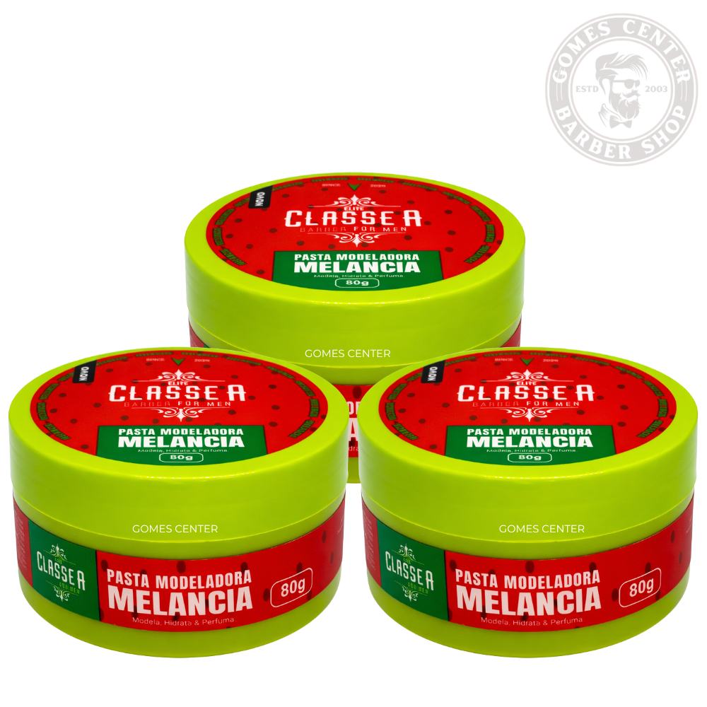 Kit 3 Pomadas Modeladora Melancia 80g cada Classe A - Modela, Hidrata & Perfuma Barbearia Fox em Oferta na Shopee