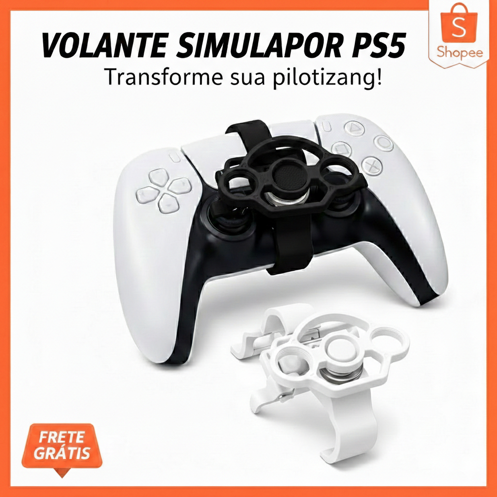 Mini Volante para Controle Compatível com PS5 DualSense Manete Jogo de corrida ps 5 Com Rolamento de metal