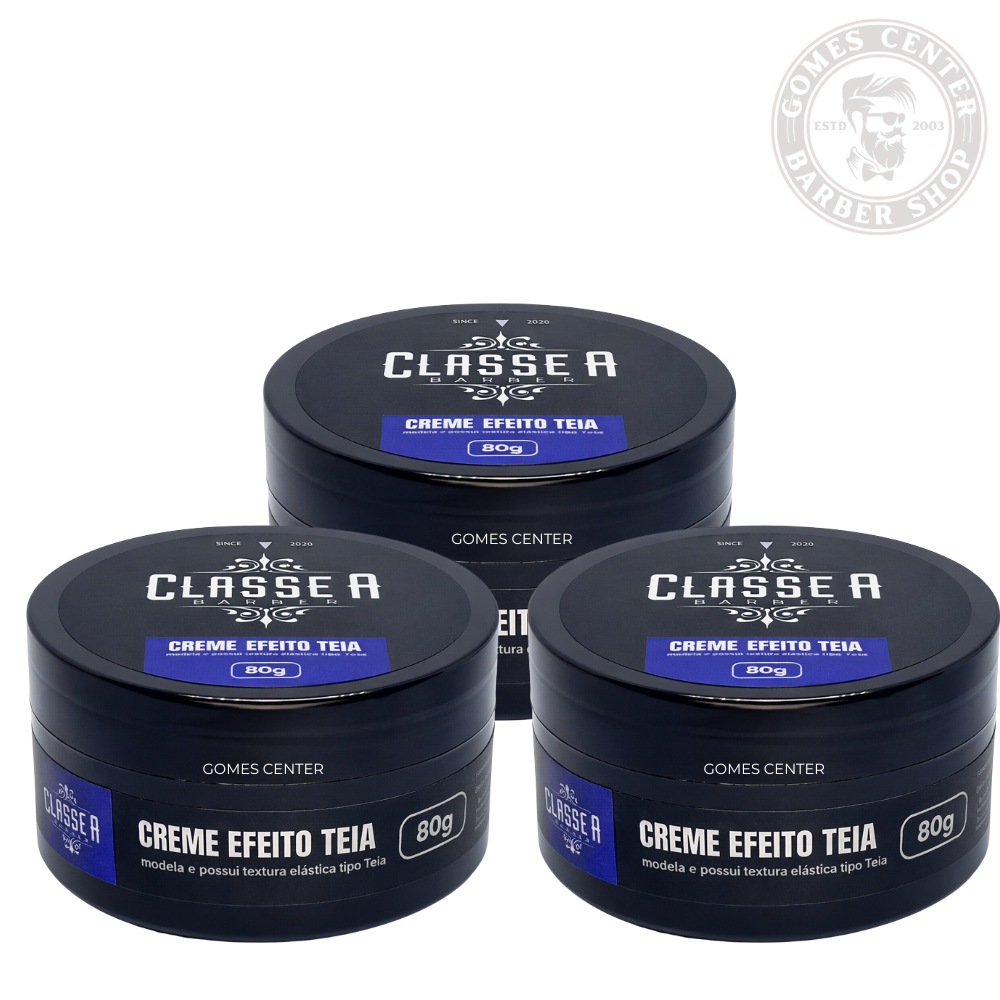 Kit 3 Pomadas Efeito Teia 80g cada Classe A - Fixação e Hidratação Profissional Barbearia Fox