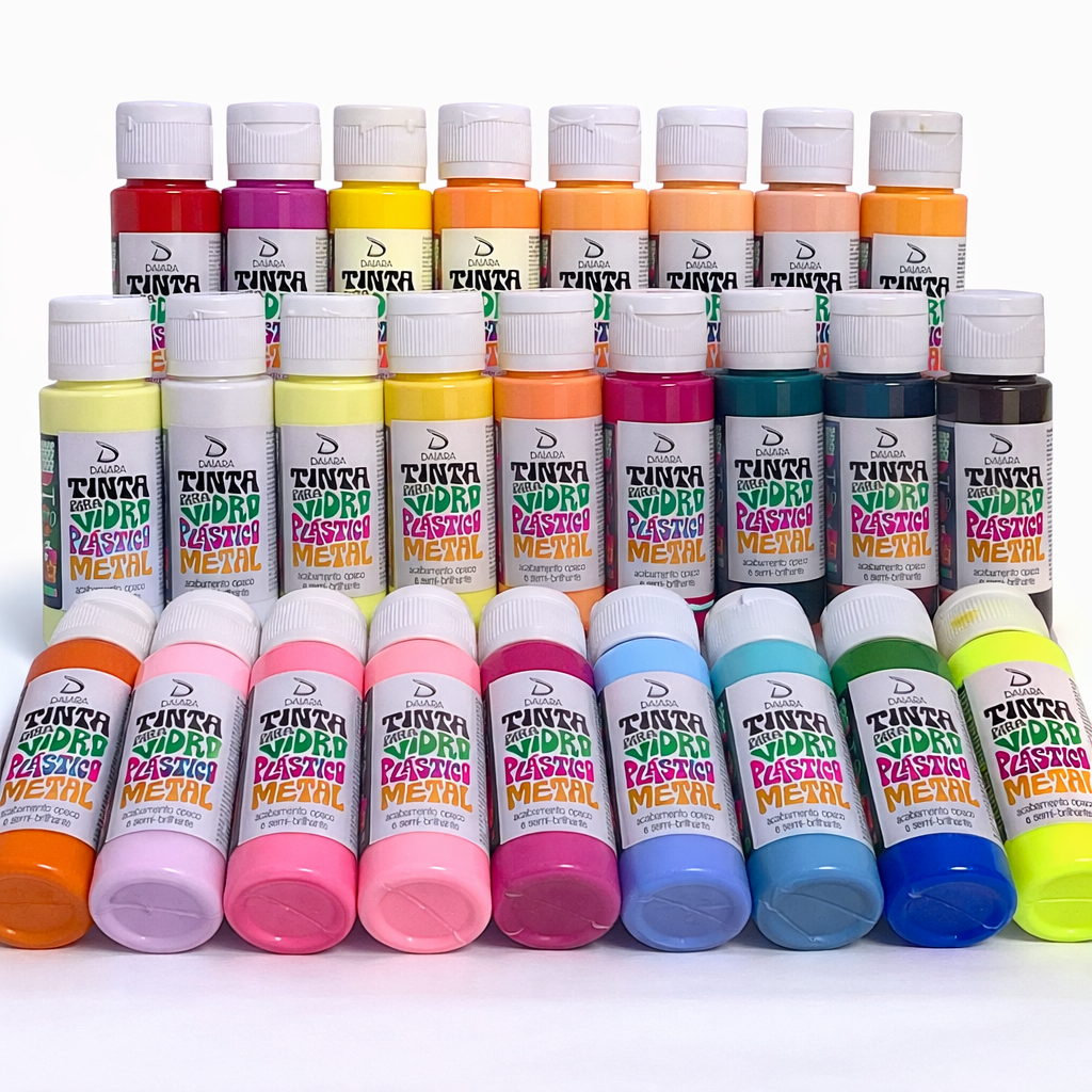 Tinta para Vidro, Plástico e Metal 60ml Daiara  MAIS DE 60 CORES METALICAS,CINTILANTE, NEON