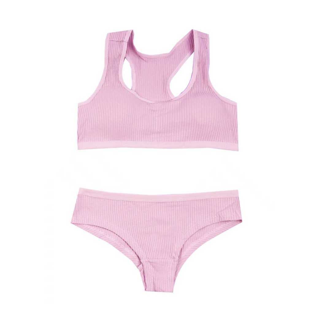 Conjunto juvenil Lingerie Infantil de Algodão Top Nadador e Calcinha Conforto Sutiã tem Bojo Menina