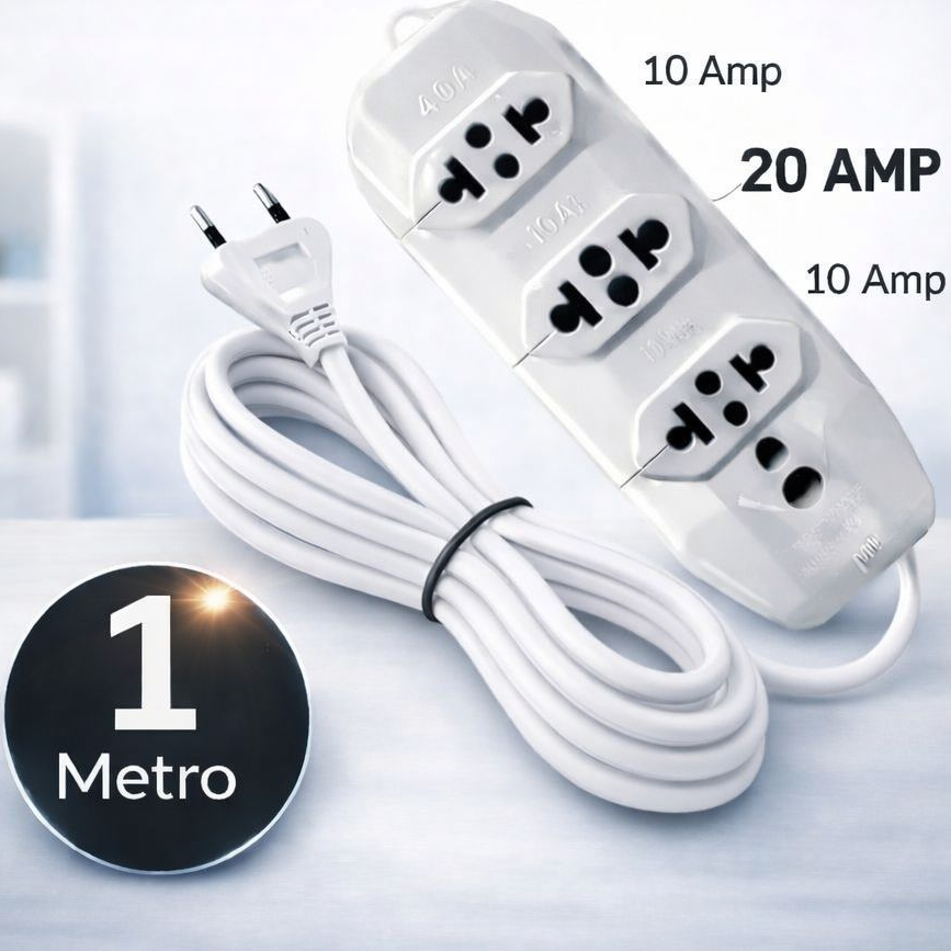 Extensão Elétrica 1 metro Reforçado  cabo 2,5 mm 10/20 Amperes em Oferta na Shopee
