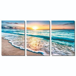Kit Quadros Decorativo Mosaico 3 peças Sol Praia Mar 120x60 MDF Sala Quarto Hall Escritório em Oferta na Shopee