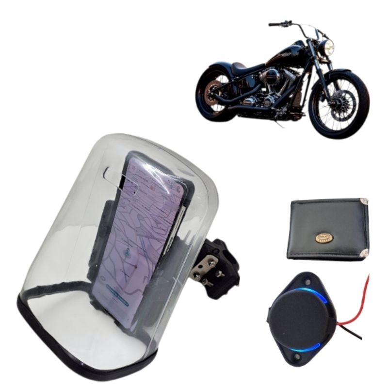 Suporte Celular Moto Proteção Anti Furto Queda Sol Chuva Preto Entrada Usb Led Bolha Policarbonato Motoboy + Brinde em Oferta na Shopee