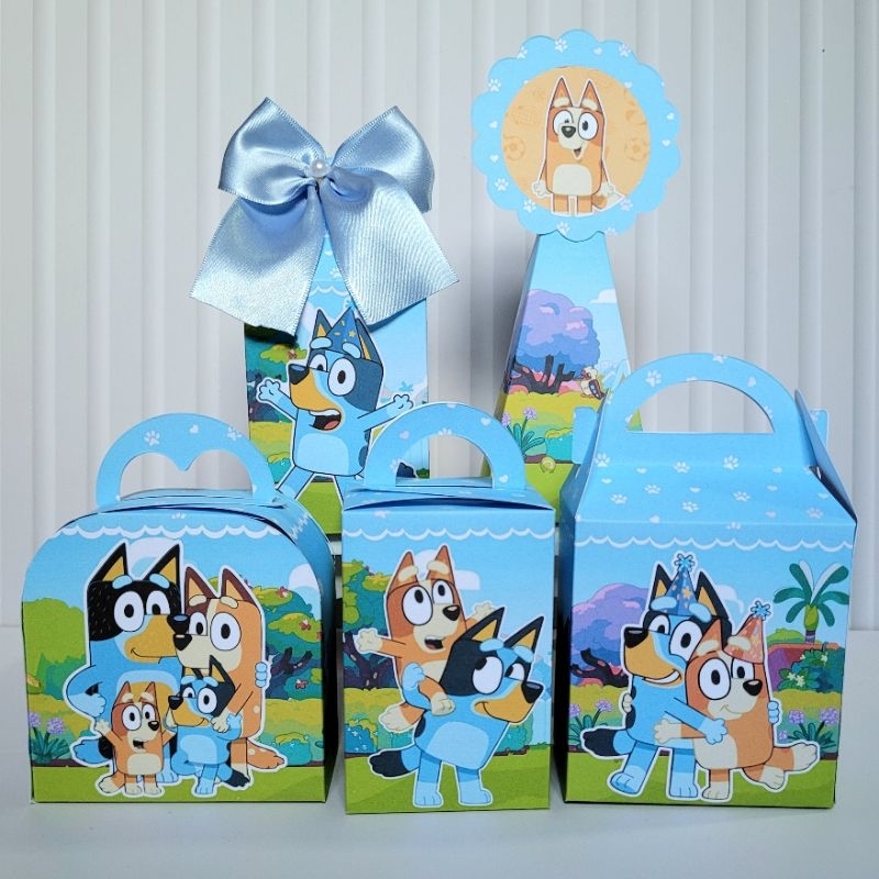Personalizados Bluey e Pingo Pegue Monte Caixinha Lembrancinha Kit Festa Aniversário Infantil Azul