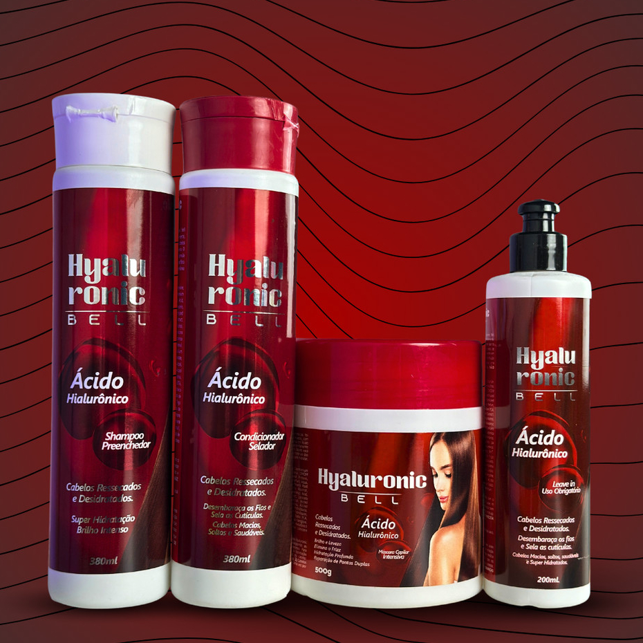 Kit Capilar Hyaluronic Tratamento Capilar Ácido Hialurônico Hidratação Bell Corpus - Kit 4 itens