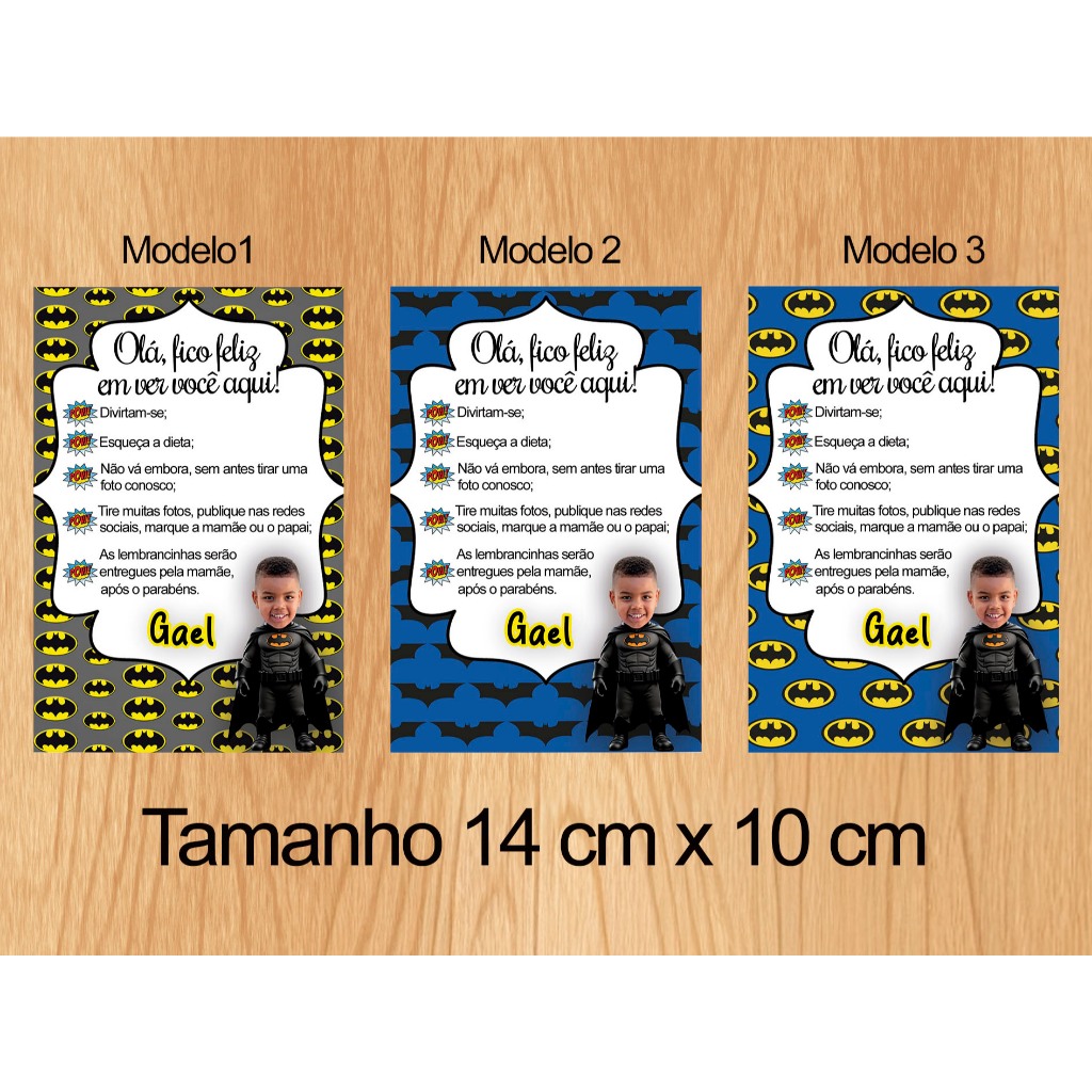 Plaquinha de Agradecimento - Centro de mesa Batman - plaquinha de convidados 10 cm x 14 cm batman - batmam