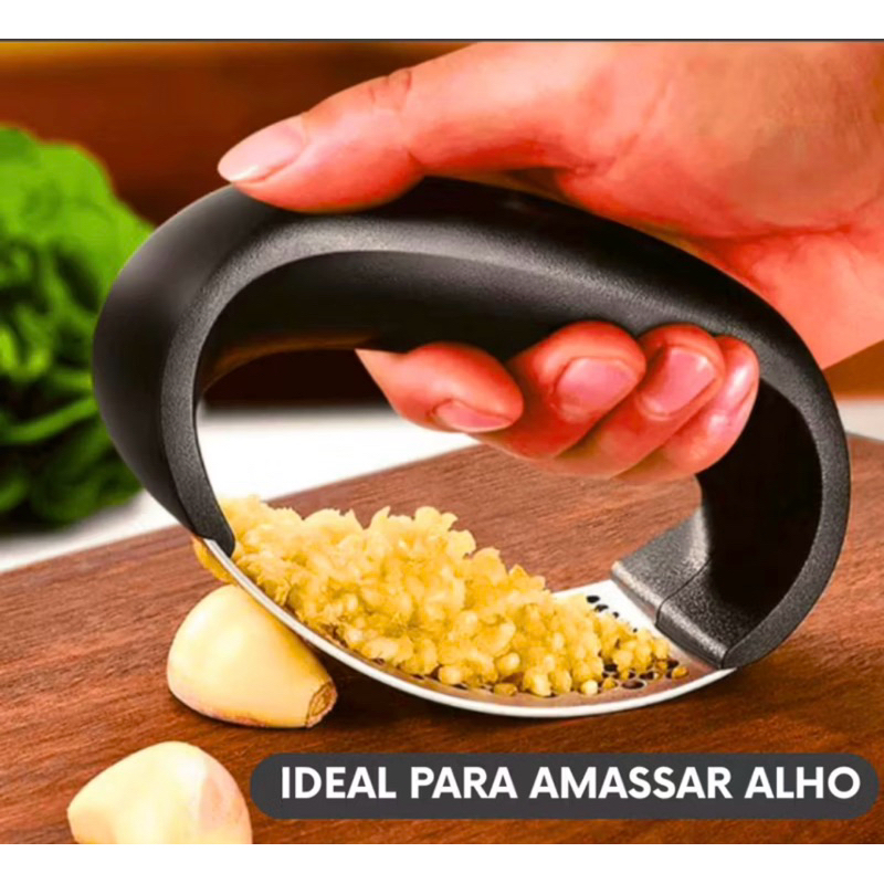 Amassador, Espremedor e Triturador Manual de Alho em Aço Inox – Prático para Casa e Restaurantes