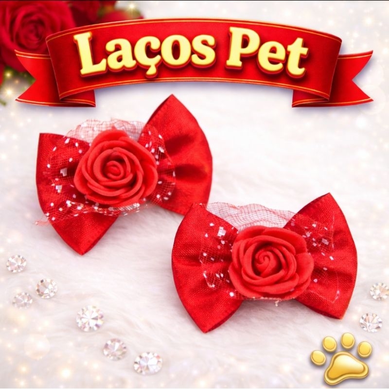 10 Laços Pet Femea M Banho e Tosa Sortidos Acessorios Pet Femea PetShop Lacinhos Pet Enfeite Para Cachorro
