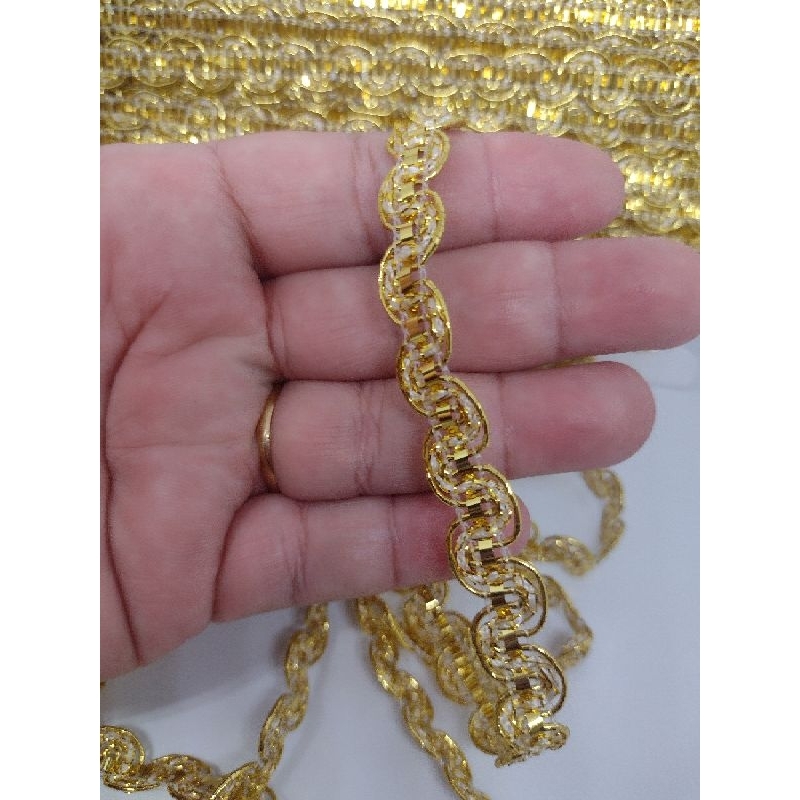 3 ou 5 metros de Passamanaria Sianinha Fita Galão Dourada 10mm -  Ideal para artesanatos e acabamentos em criações em Oferta na Shopee