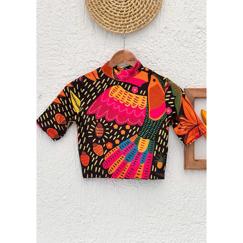 Cropped Blusa Estampada com manga curta inspiração — imagem 2 de 2