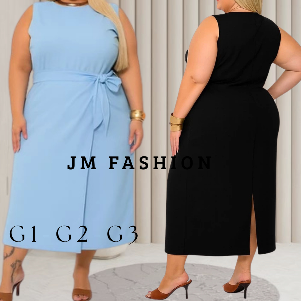 Vestido Alfaiataria Midi Plus Size Feminino