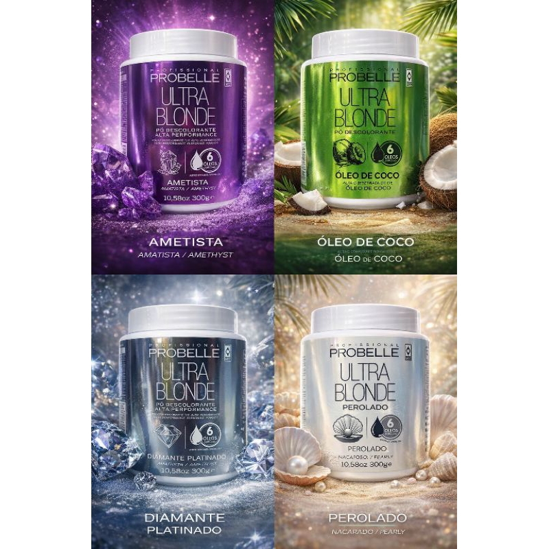 Pó Descolorante Probelle Ultra Blonde 300g Profissional Alta Performance com 6 Óleos Especiais