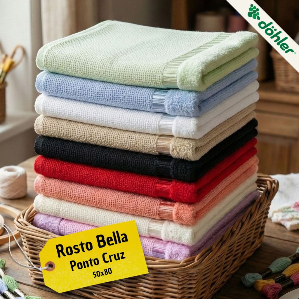 Toalha de Rosto Bella Dohler 1/2/3un 50x80 Etamine P/ Bordar Ponto Cruz