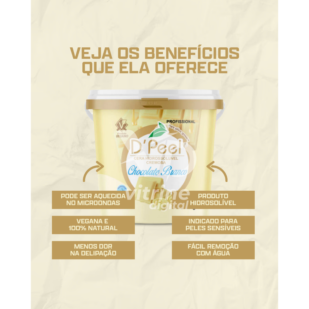 Kit Cera Depilatoria Hidrossoluvel Dpeel 300g + Espátula Acrilica + Papel Depilatorio 20 Unidades
