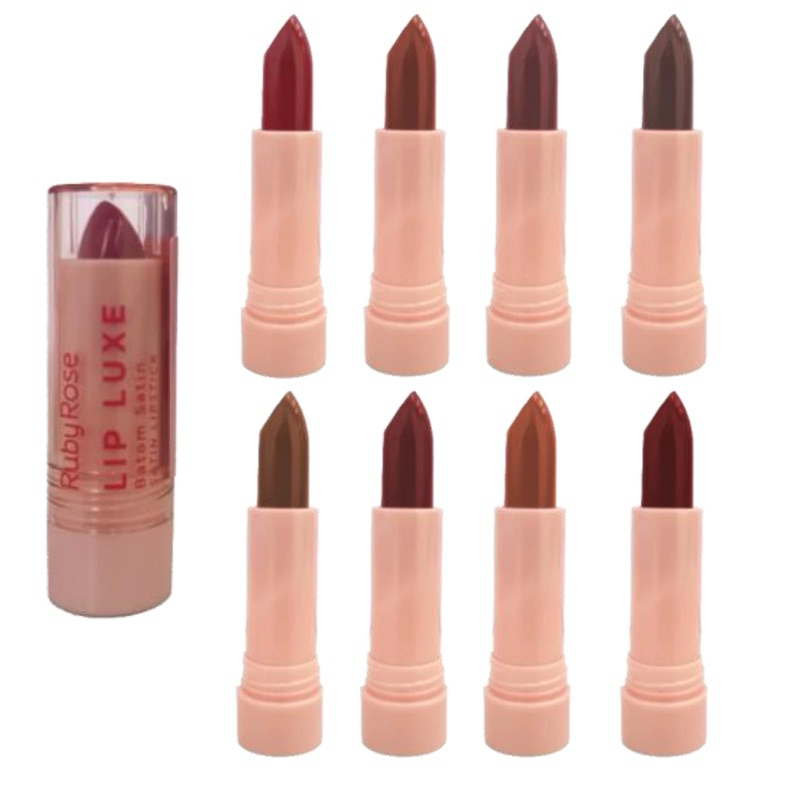 Batom Bala Satin Lip Lux Ruby Rose | Acabamento Satin | Alta Pigmentação | Conforto Extremo