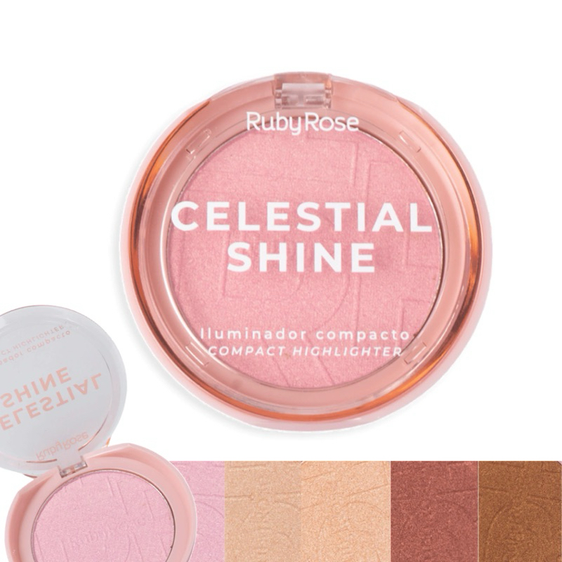 Iluminador Compacto Celestial Shine Ruby Rose | Glow Intenso | Alta Pigmentação | Original