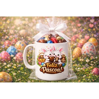 KIT 6-12-18-24 Canecas adesivadas Feliz Pascoa Coelho Para Festa lembrancinhas Presentes Páscoa Escola Caneca em Oferta na Shopee