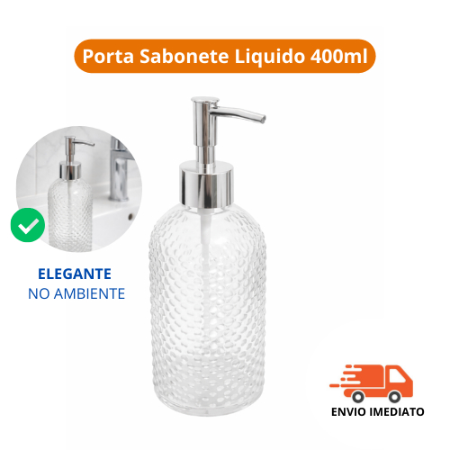 Porta Sabonete Liquido Banheiro Vidro 400ml Dispenser para Sabonete e Alcool em Oferta na Shopee