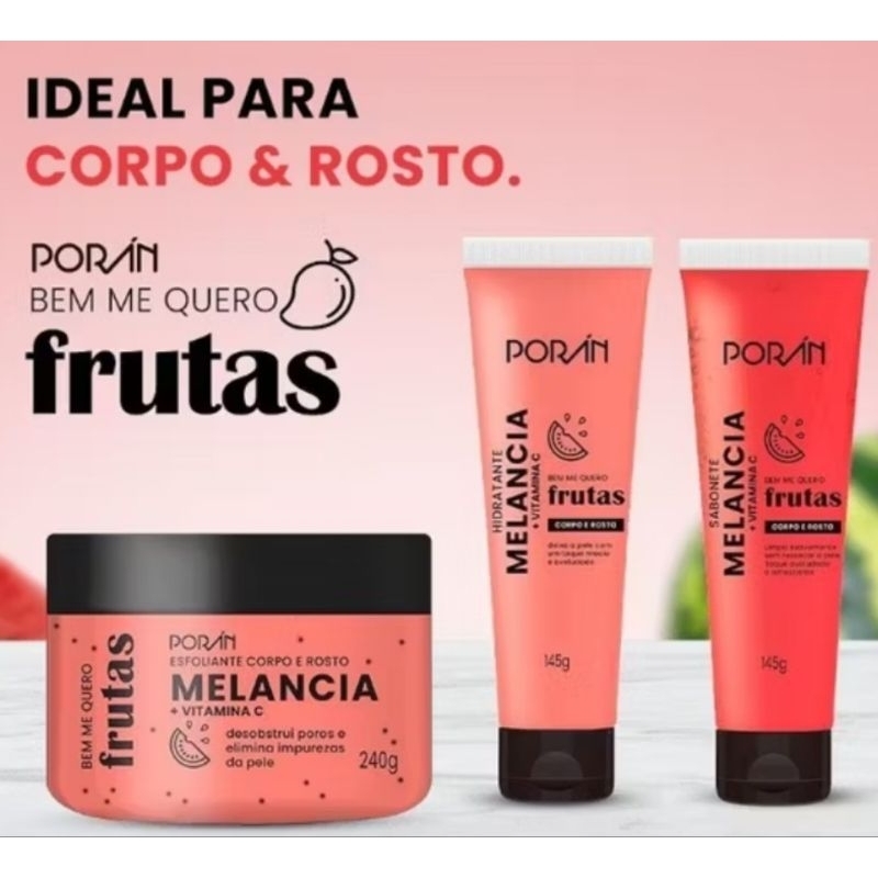 Esfoliante ou Kit Para Corpo e Rosto Frutas 240G - Poran em Oferta na Shopee