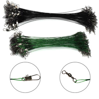 Kit de 05,10,20 Leader de linha de pesca de aço com girador e snap encastoado arame de aço