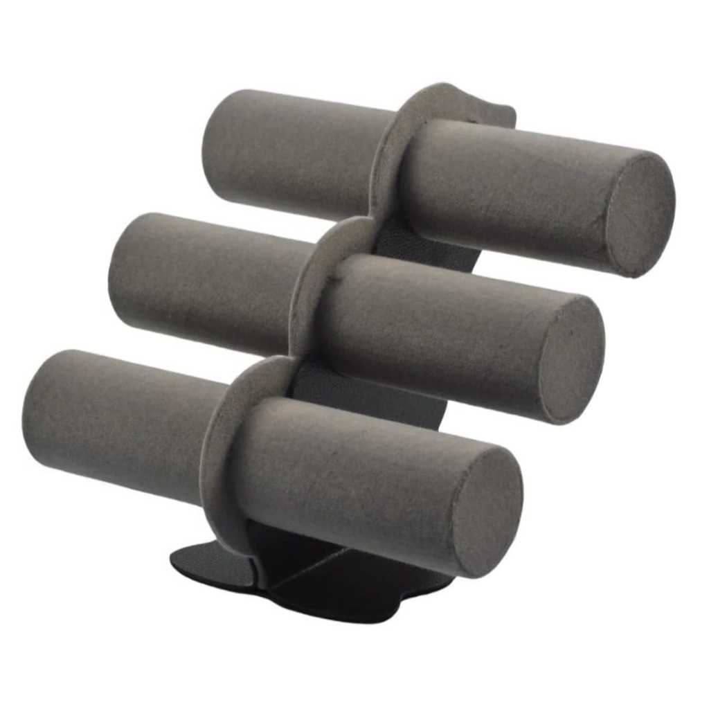 Expositor Triplo Pulseira Bracelete Relógios Jóias Bijuteria Cor Cinza
