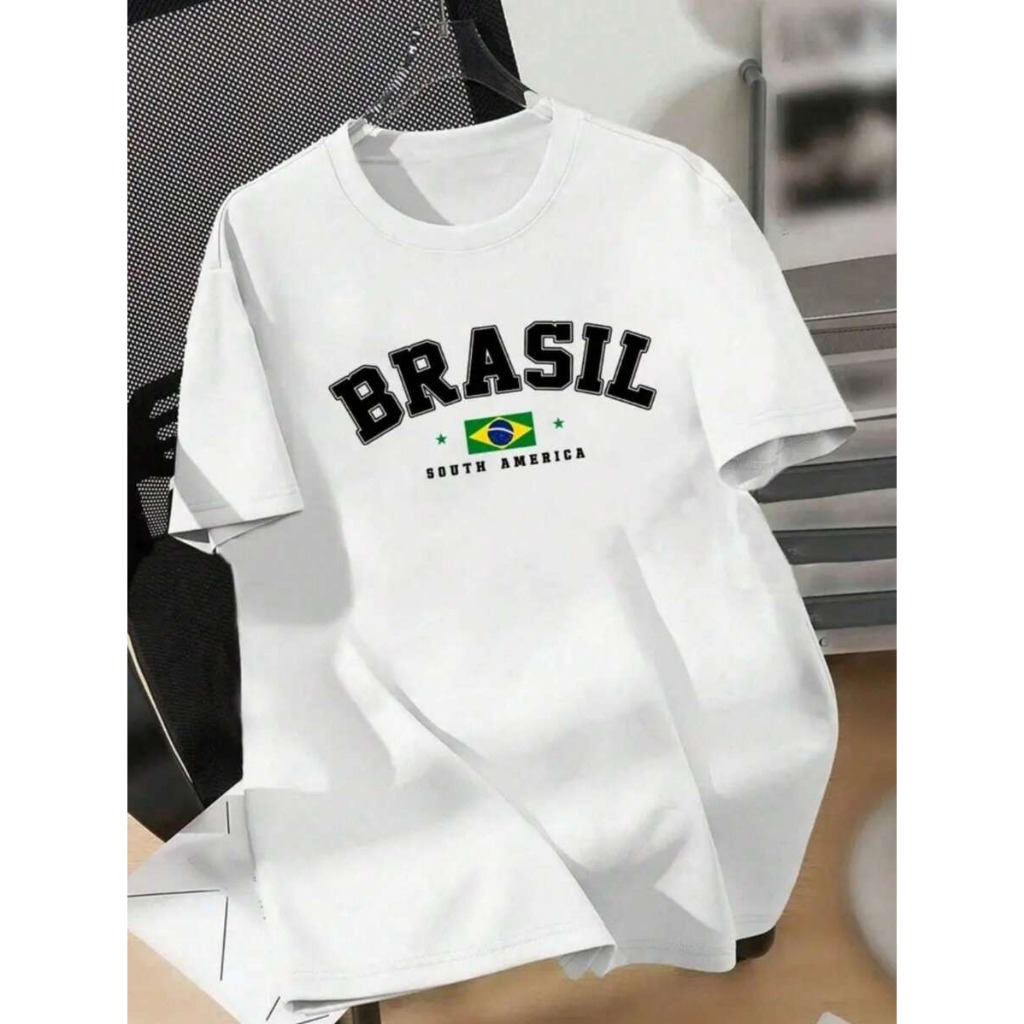 Camiseta Algodão Masculina Adulto Brasil South America Seleção Patriota Brasileiro Streetwear Moda24