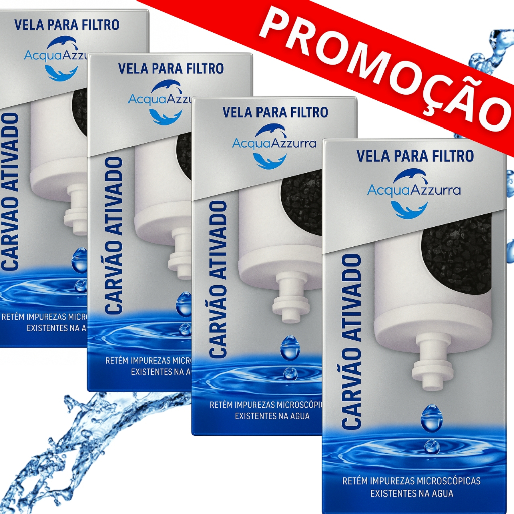 04 Velas Filtro de Barro Carvão Ativado Alcalina Esterilizante - SERVE PARA TODOS FILTRO BARRO