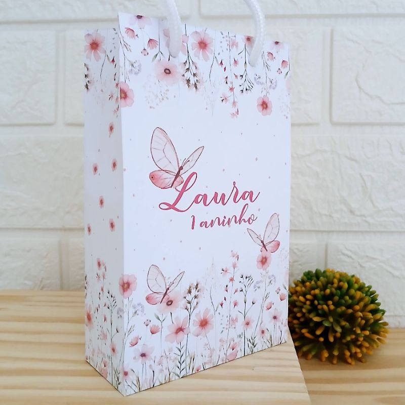 ENVIO RÁPIDO Sacolinha Personalizada Jardim das Borboletas (Fazemos todos os temas)