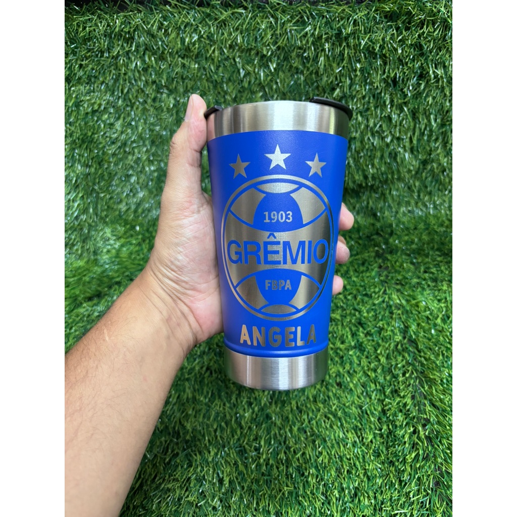 1 / 3 - Copo Térmico Escudo Grêmio + Nome + Gravação no Abridor