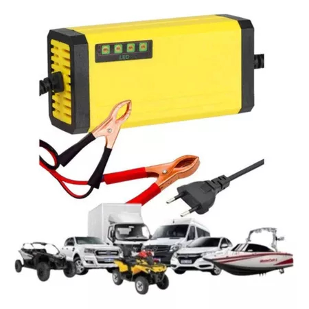 Carregador de Bateria Automotiva 12V 2A Inteligente Carro Moto Portátil LED MiniMen MM-CCDQ