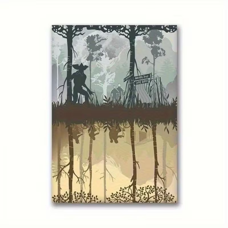 Quadro Decorativo Stranger Things Mundo Invertido Silhouette
