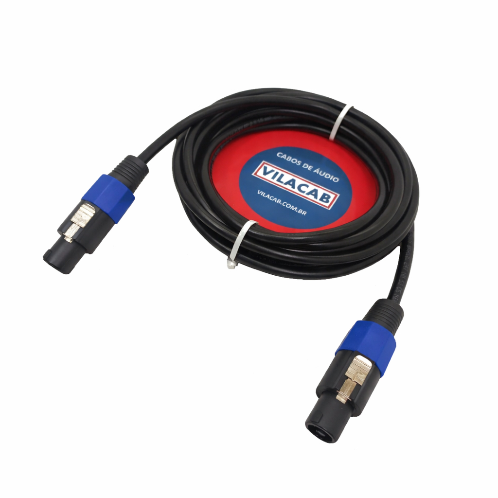 Cabo PP Speakon x Speakon 2x1,50mm Caixa Acústica PA Vilacab Potência Amplificador  Áudio 5 Metros