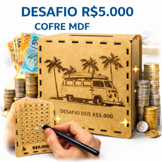 Cofre Desafio 5 Mil Mdf Caixa De Dinheiro Cofrinho Moedas Dinheiro Madeira Método Japonês Poupança em Oferta na Shopee