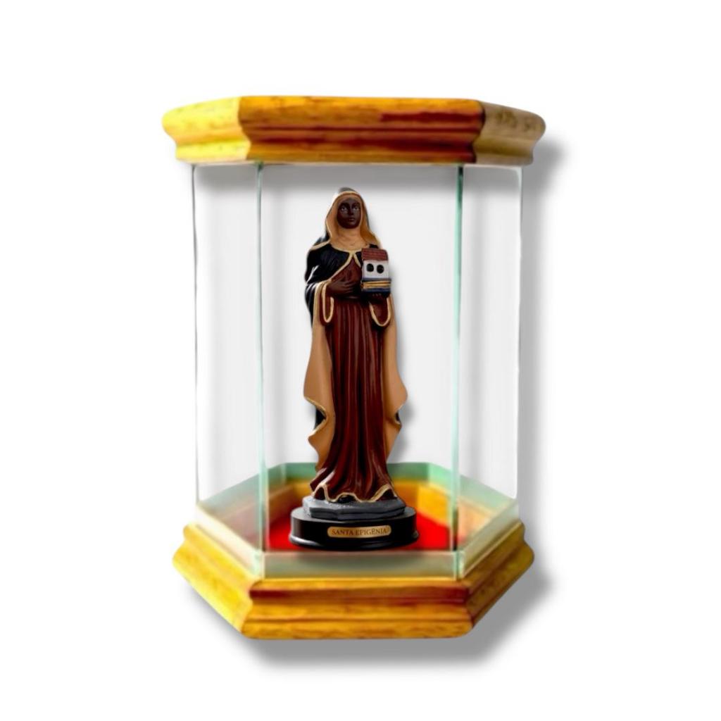 Imagem Santa Efigênia 15cm Resina Com Redoma De Vidro Oratório