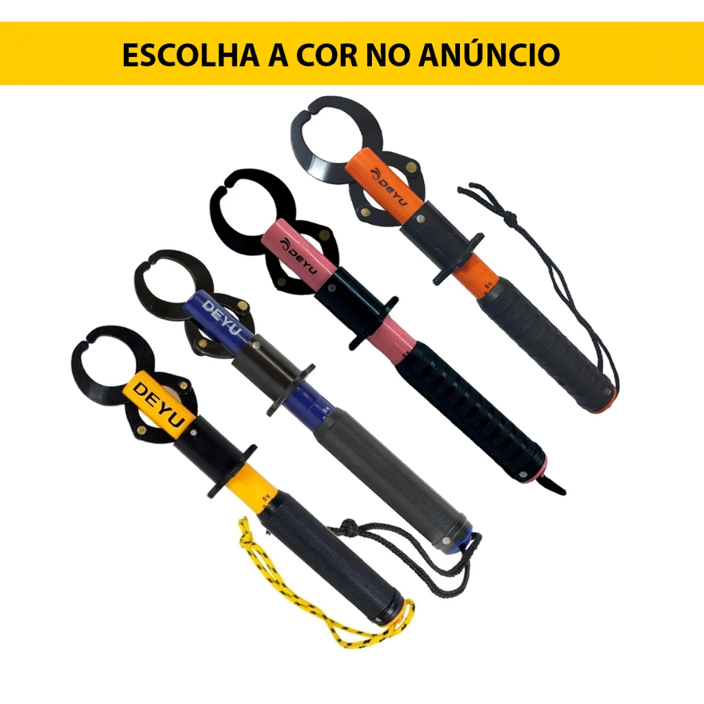 Alicate Pega Peixe Garra Contenção Deyu DY-01 com Balança de 19kg Alicate Pesca Rosa Azul Amarelo