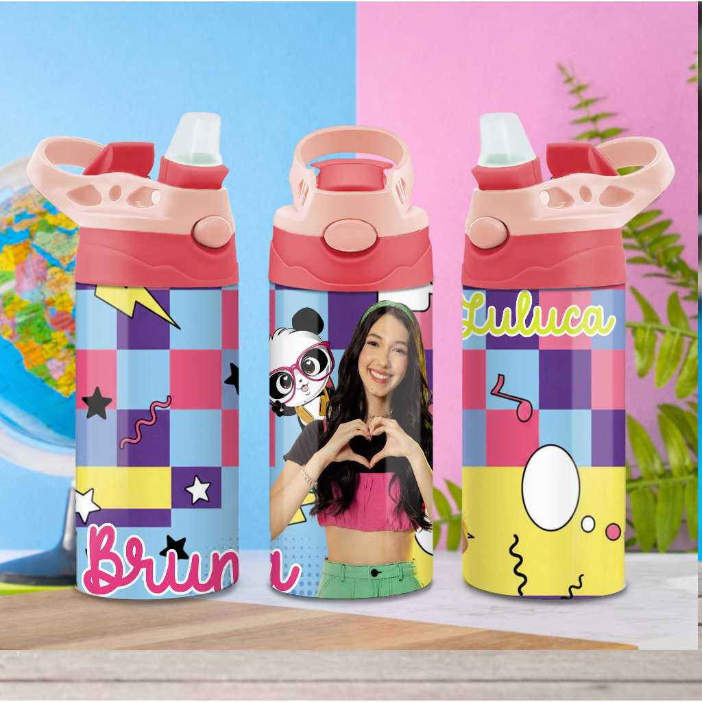 Squeeze infantil personalizada térmica parede dupla colorido bico retratil de silicone 350ml