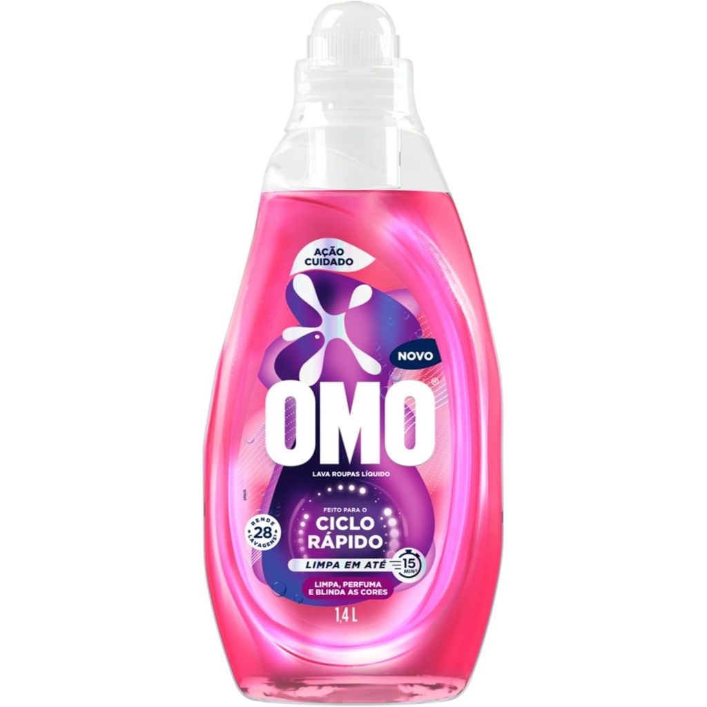 Lava-Roupas Líquido Omo Ciclo Rápido Ação Cuidado Frasco 750ml