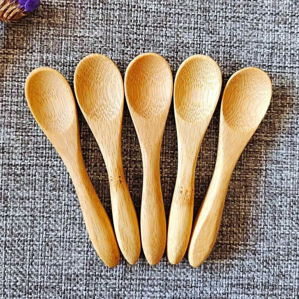 Kit Mini Colheres de Bambu para Café Açúcar Mel Temperos Mesa Posta Cantinho do Café