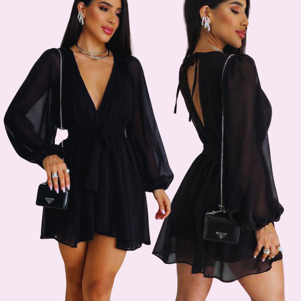 Vestido  Macaquinho Feminino Crepe Fluido Elegante Manga Longa Tamanho Único 36 ao 44